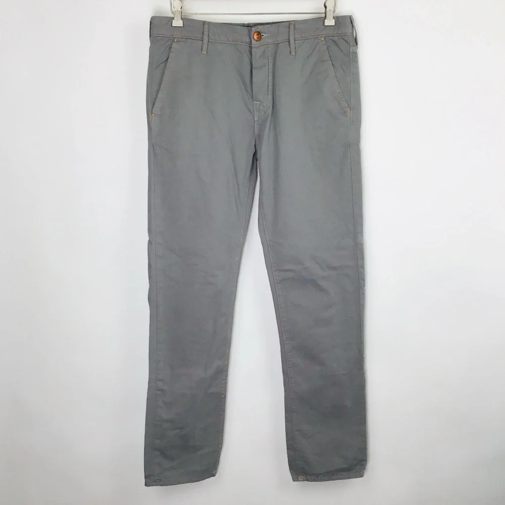 True Religion Rocco Tailored Overdye Twill Jeans Pants Gray Button Fly 33